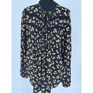 Torrid Lenny Peasant Long Sleeve Blouse Plus Size 2X Black Yellow Daisies Girlie